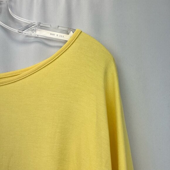 Reborn J Womens Blouse Solid Yellow Long Sleeve Scoop Neck Stretch Knit M - Picture 4 of 10